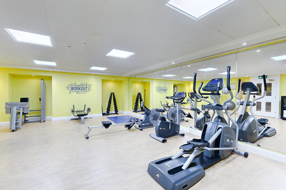 Overview of gym at Fraser Suites Edinburgh hotel