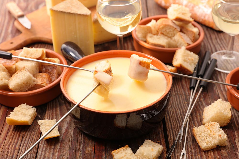 Cheese Fondue, Traditional Swiss Food